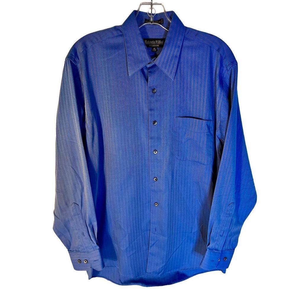 Roberto Villini Collezione Men's Cotton Long Sleeve Button-Front Shirt 15 32/33